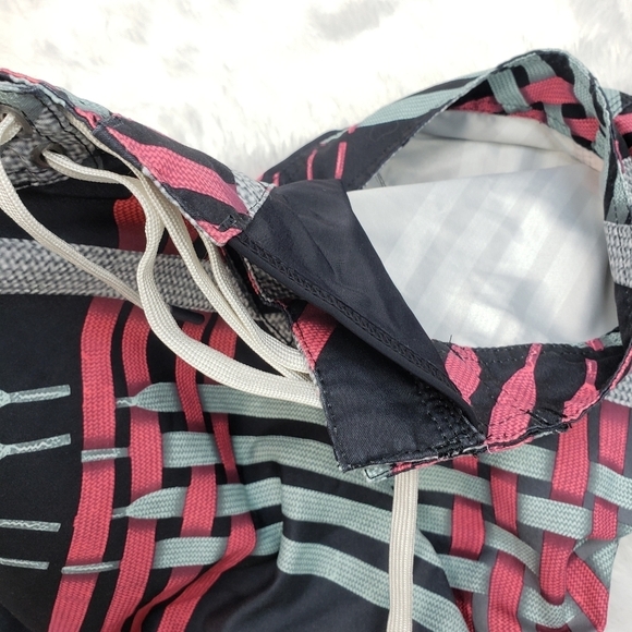 Nike 6.0 Men's Black Gray with Multi-colored Shoe Strings Swim Shorts Size 34 - Picture 7 of 13